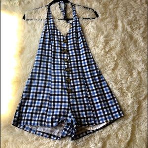 Plaid Halter Romper
